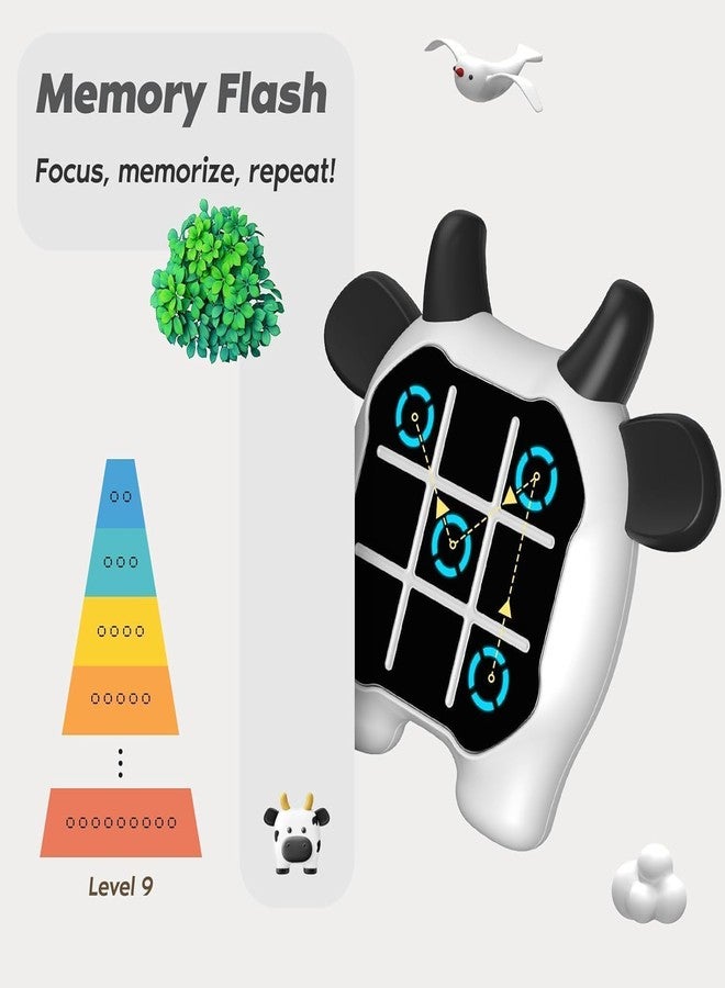 CIRBOX Tic Tac Toe Game, Animal-Themed 2-in-1 Handheld Puzzle Game Console, Travel Game for Learning and Memory Development, Board Games for Kids and Adults (Cow) - Image 5